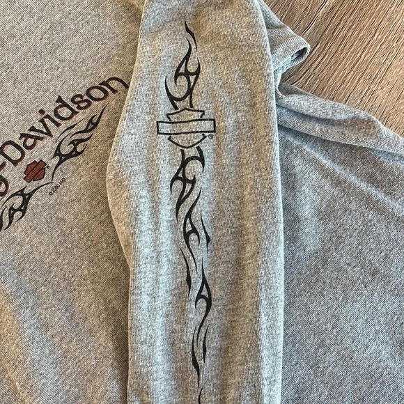 Vintage 90s Harley Davidson Roswell NM Long Sleeve Tee Womens Large Gray Fitted - Picture 7 of 10